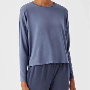 Eileen Fisher Relaxed Fit Boxy Crewneck Top; Tencel; Light Blue - Womens 1X